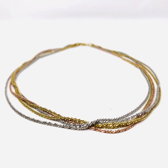 Multi-color sterling silver chain necklace, made in Italy, NWOT - Picture 2 of 7